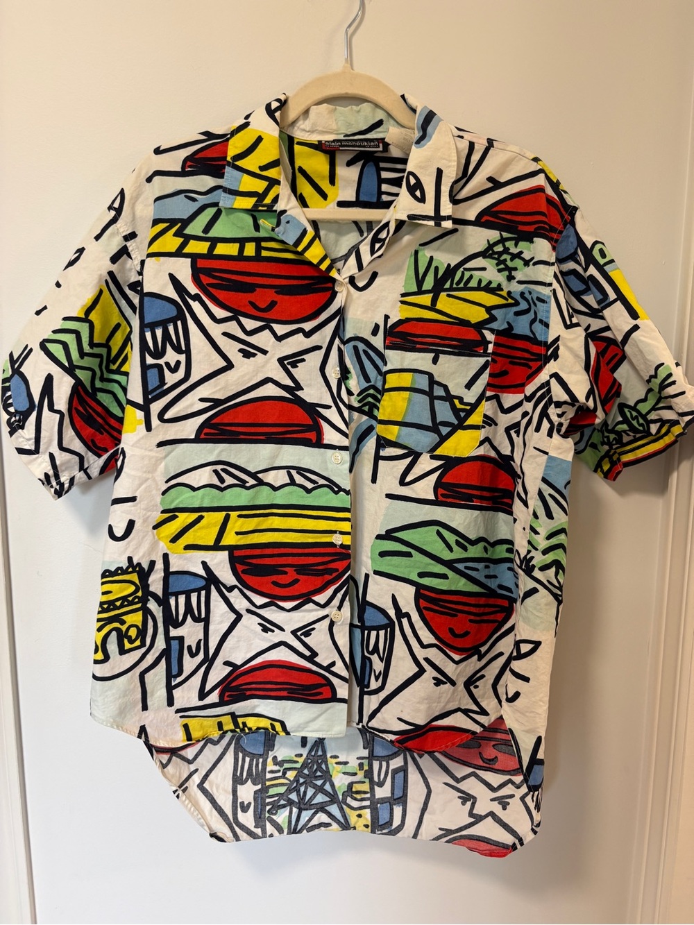 Alain Manoukian Rare Vintage Button Up Shirt Mulitcolor Unisex Androgynous Paris